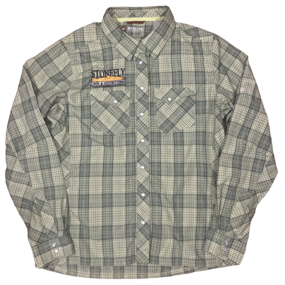 Simms‎ Women's Pearl Snap Long Sleeve Fishing Outdoor Shirt  Size MEDIUM